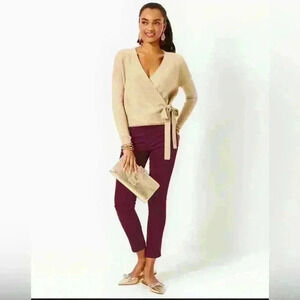 NWT Lilly Pulitzer medium Dixie Wrap Sweater in Sand Bar Metallic Item# AN